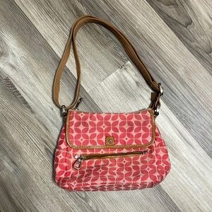 Fossil signature canvas orange crossbody